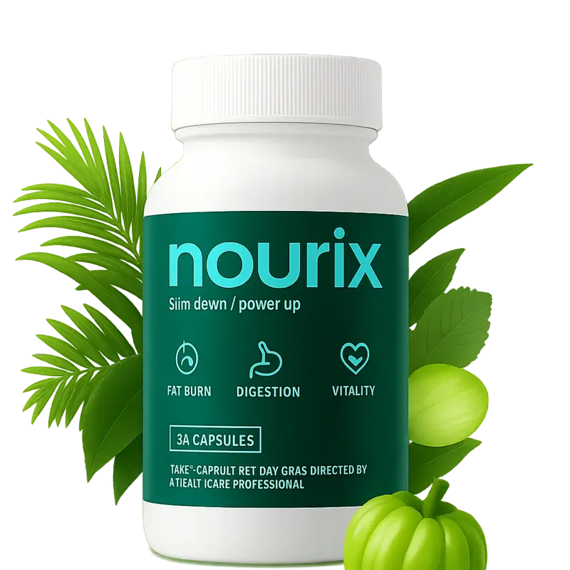 Nourix Avis 2025 – Flacon blanc avec étiquette verte, entouré de feuilles naturelles